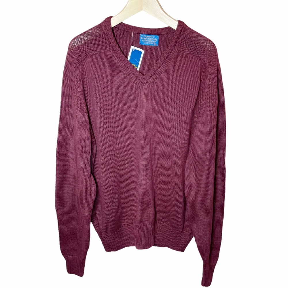 Pendleton Vintage Country Traditionals NWT Maroon V Neck Sweater Size XL